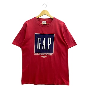 Vintage 90s Gap God Answer Prayers Red Tshirt Size Large Gap Athletic Wear Crewneck Gap Sportswear Sweater Pullover Spell Out Print Logo