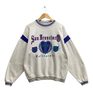 Vintage 90s San Francisco Grey Unisex Sweatshirt Size Large San Francisco Crewneck California Sweater Pullover Golden Gate Print Logo Jumper