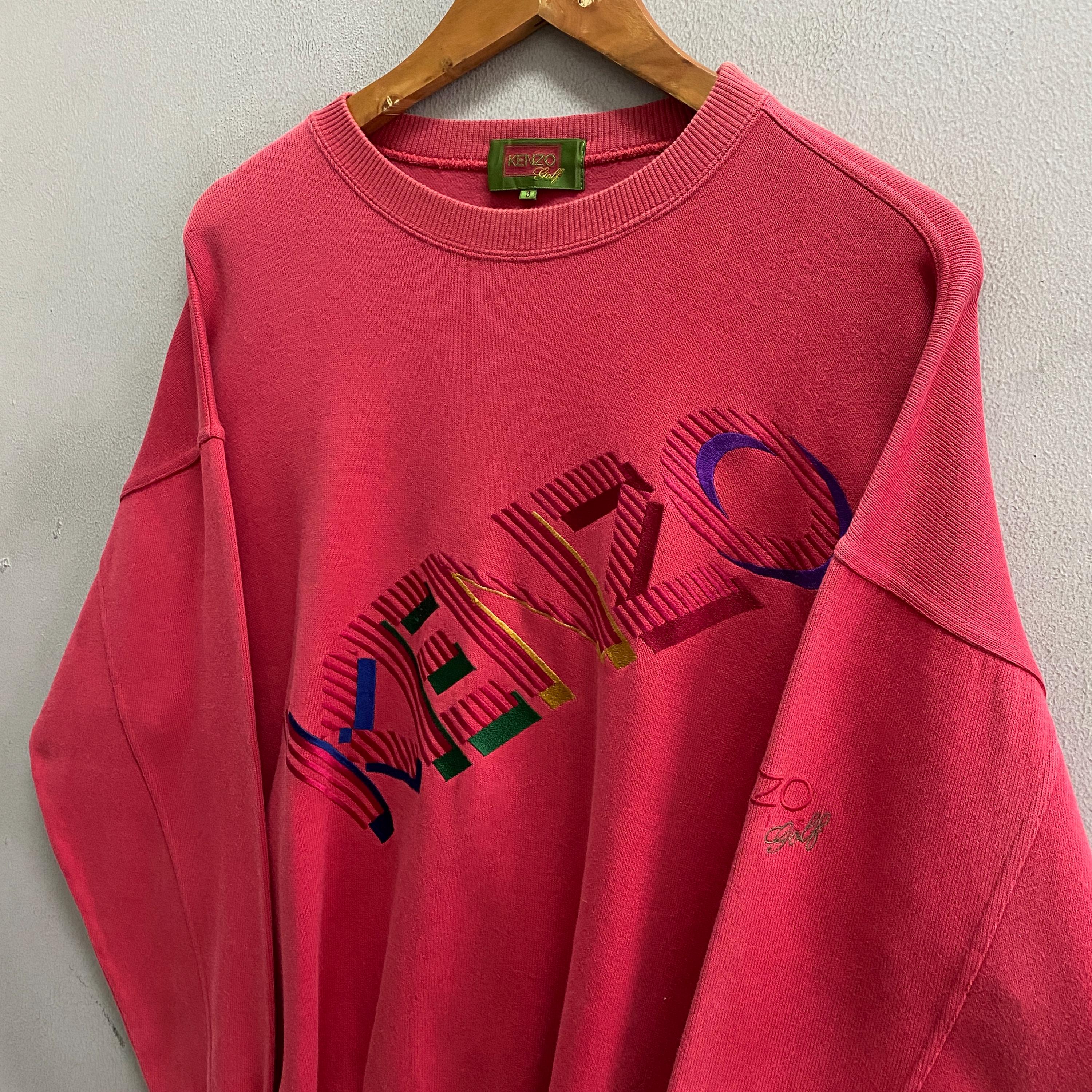 希少 90's vintage KENZO GOLF 幾何学柄 スウェット 短丈 Vintage 90's Kenzo Golf Japan Red Sweatshirt MEDIUM Kenzo Golf