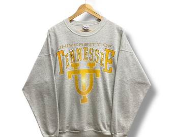 Vintage University Of Tennessee Volunteers Grey Sweatshirt XLARGE Tennessee Crewneck Streetwear Tennessee Sweater Pullover Print Logo Jumper