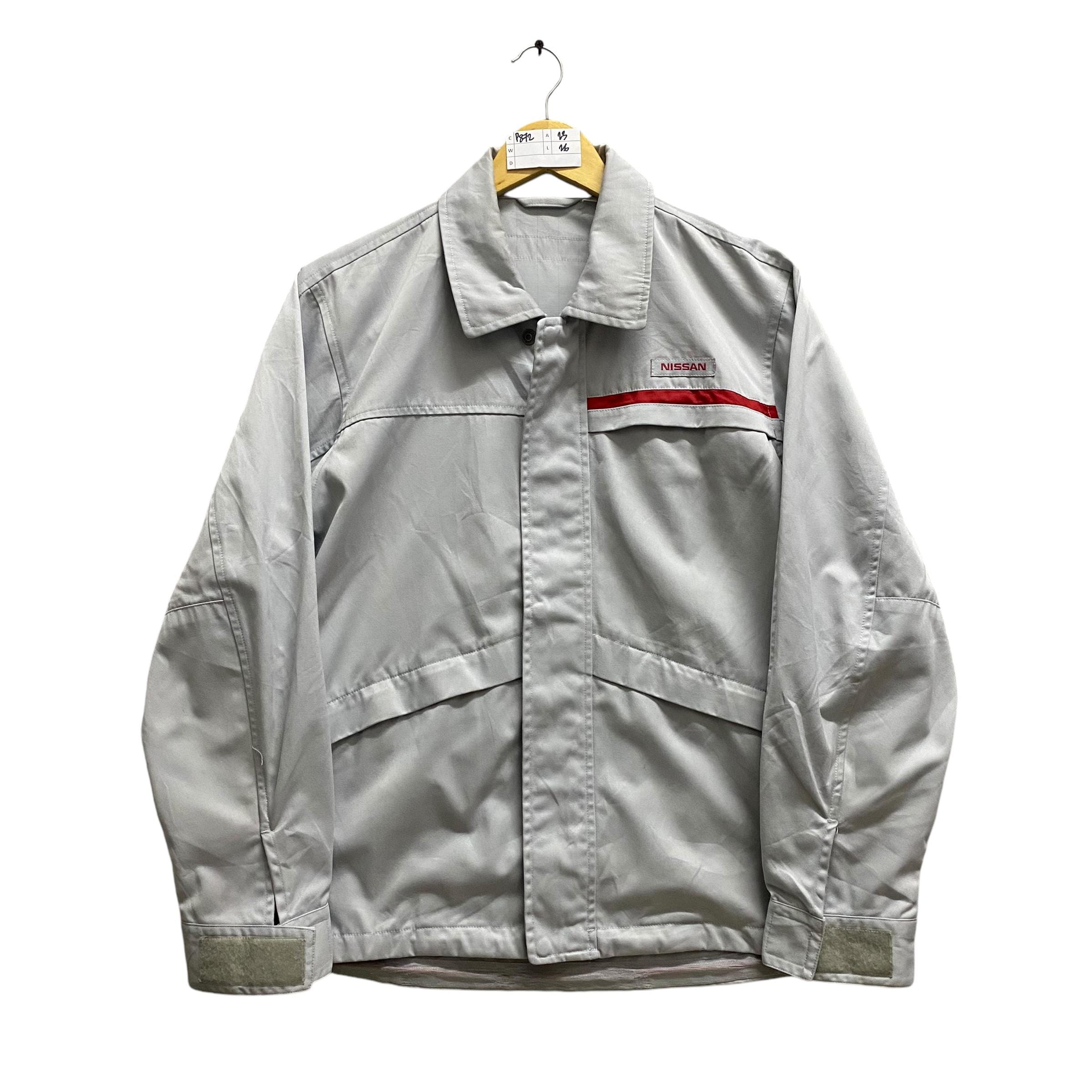 Vintage Nissan Uniform Workers Shirt Medium Nissan Motorcycle Zipper Shirt Nissan Racing Jacket Oxfords Workwear Shirt Soft Grey