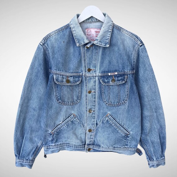 ✅USA製 90s vintage denim tracker jacket Vintage 90s Cover Trucker Jacket Size Medium Cover Button