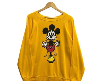 Sudadera amarilla vintage de Mickey Mouse de los años 90 para mujer, suéter grande de cuello redondo de Minnie Mouse, Pato Donald, Tweety, jersey con estampado de logotipo de Disney