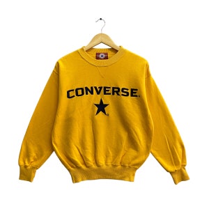 Vintage 90&#39;s Converse One Star Yellow Sweatshirt SMALL Converse Crewneck Converse Sweater Converse USA Streetwear Embroidered Logo Jumper