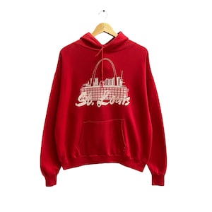 Vintage 90s St.Louis Missouri State Red Hoodie Sweatshirt Xlarge St.Louis Crewneck St.Louis Sweater Pullover St.Louis Print Logo Jumper