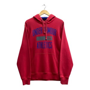 Vintage Y2K Under Armour Red Hoodie Sweatshirt XLARGE Under Armour Crewneck Under Armour Sweater Spell Out Print Logo Under Armour Jumper