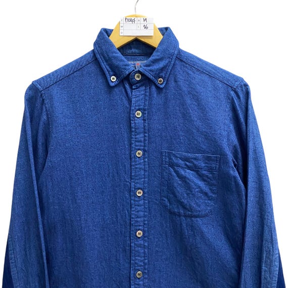 Vintage Blue Blue Japan Denim Cordroy Western Shirt Women Medium