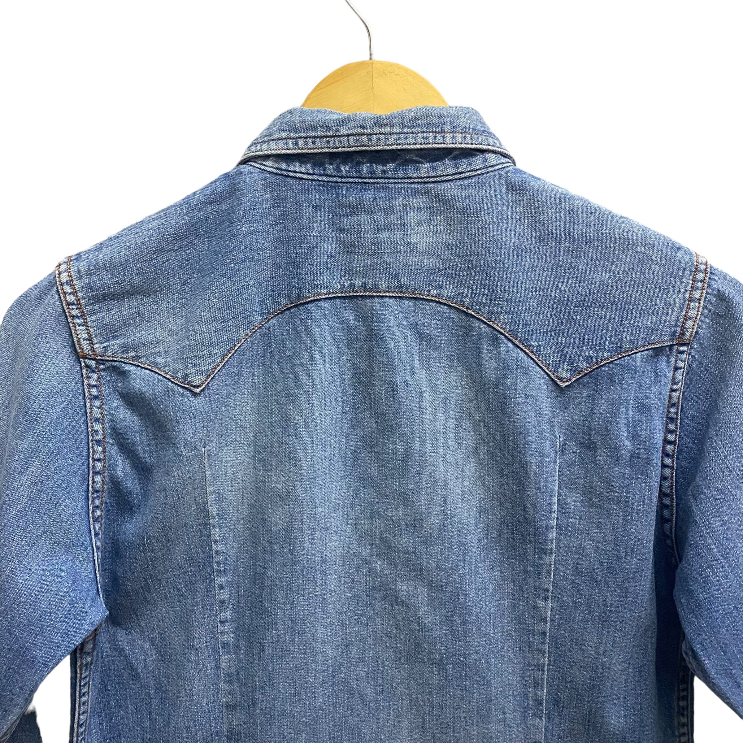 Vintage Blue Blue Japan Denim Western Shirt Women Size