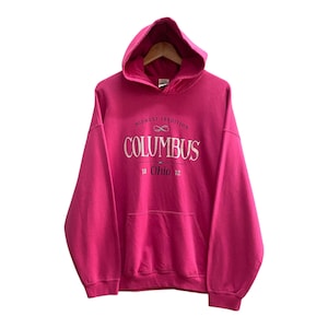 Vintage Y2K Columbus Ohio Pink Hoodie Women XLARGE Columbus Ohio Crewneck Columbus Ohio Sweater Pullover Columbus Ohio Print Logo Jumper