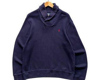 Vintage Ralph Lauren Polo Cardigan: Embroidered Black Pullover