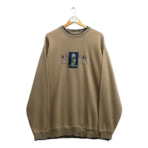 Vintage jaren 90 golfveld bruin oversized sweatshirt XXL grote golf golf sport trui met ronde hals trui trui geborduurd logo golfveld club trui