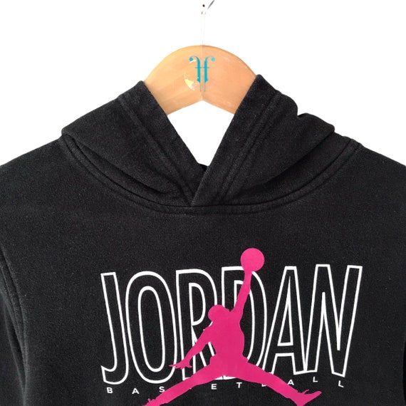 Vintage Air Jordan Basketball Black Hoodie Sweatshirt Kids Size Large Air Jordan Crewneck Air Jordan Sweater Pullover Print Logo Air Jordan