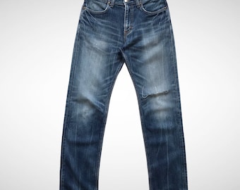 Pantalones vaqueros Wrangler azules vintage, pantalones vaqueros clásicos de mezclilla estilo vaquero occidental estadounidense, pierna recta, ropa de trabajo, vaqueros retro Wrangler talla 30