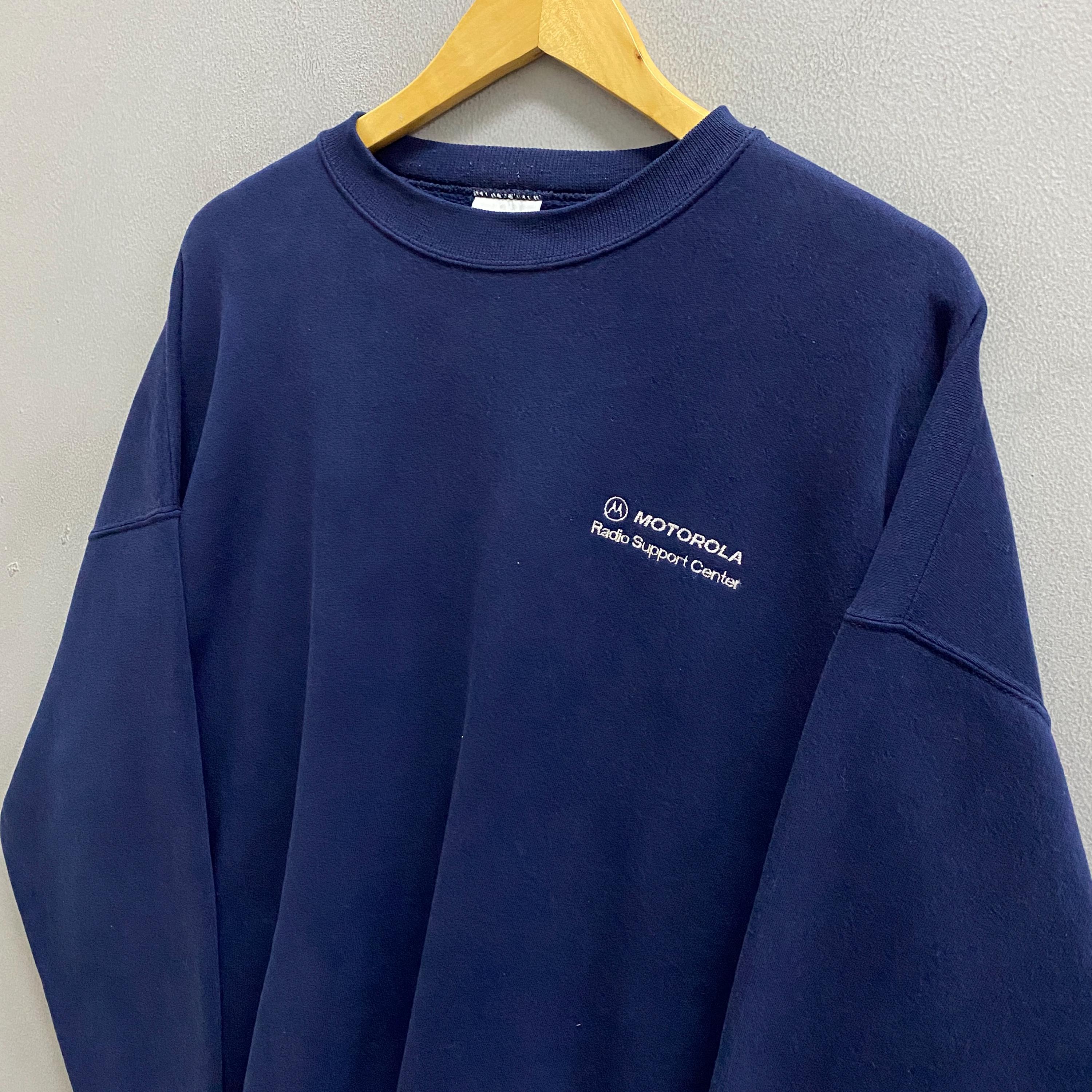 Vintage 90s Motorola Radio Support Center Navy Xxlarge Sweatshirt