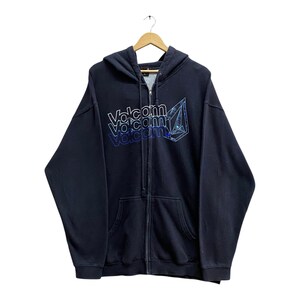 Vintage Y2K Volcom Surfboarding Black Hoodie XLARGE Volcom Surfer Crewneck Volcom Sweater Pullover Print Logo Volcom Surfboard Jumper