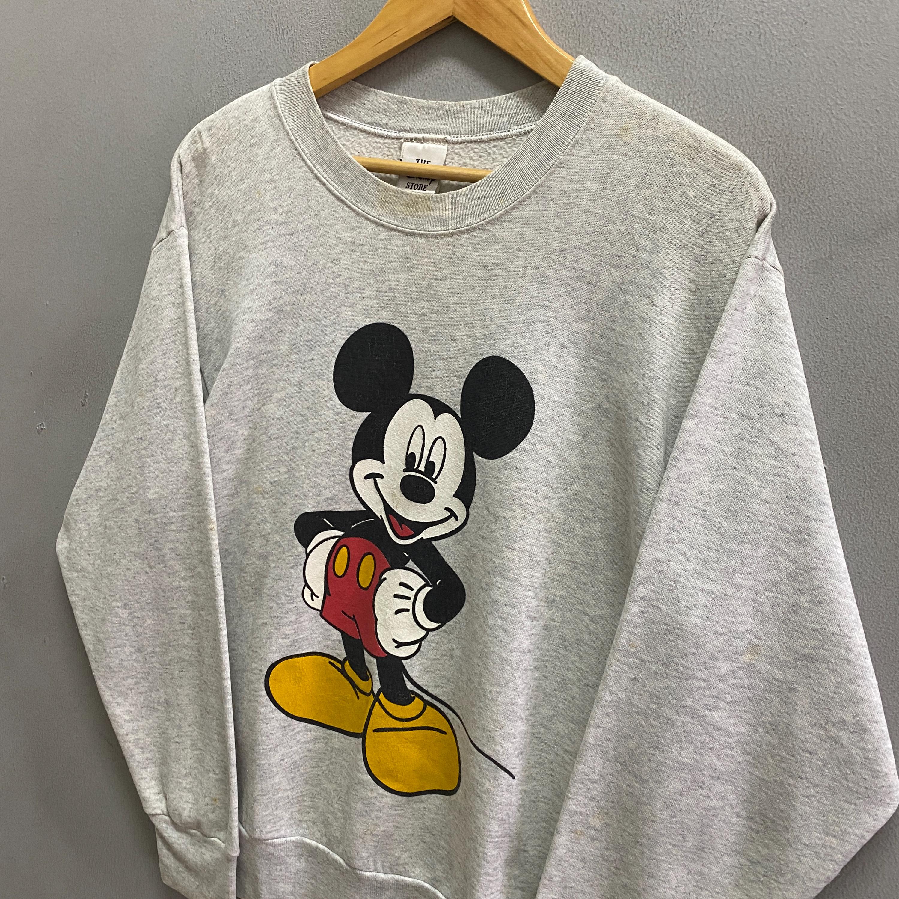 トップス Rare90sMadein USATOOCUTEMickey MouseVest Vintage 90s Mickey Mouse Grey Sweatshirt MEDIUM Minnie Mouse