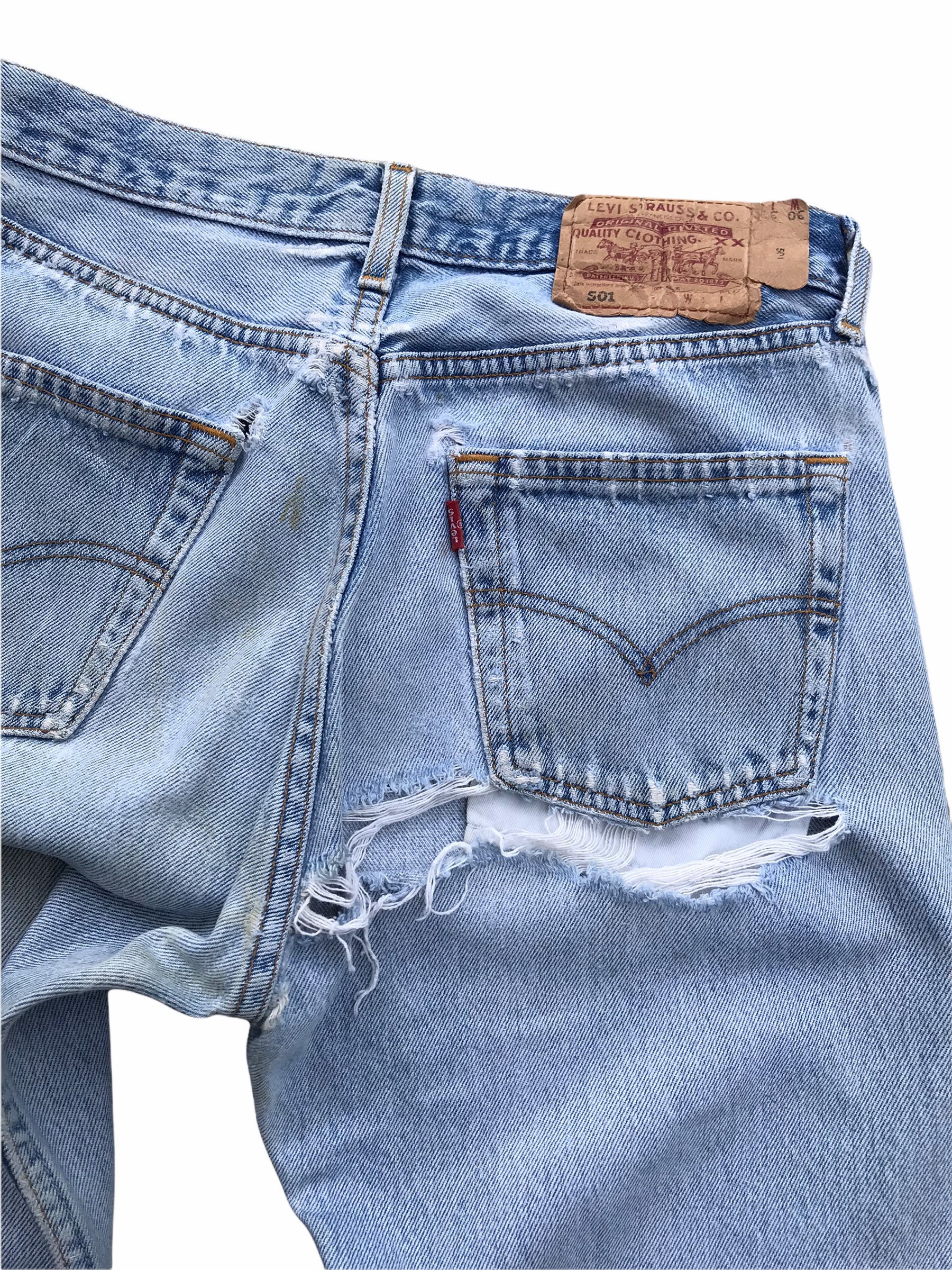 Vintage Levis 501 Blue Jeans Distressed Denim Faded Button Fly Etsy