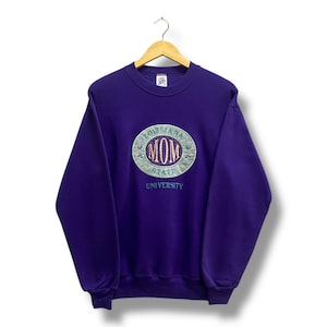 Vintage Louisiana State University Purple Sweatshirt MEDIUM Louisiana University Crewneck Louisiana Sweater Pullover Embroidered Logo Jumper