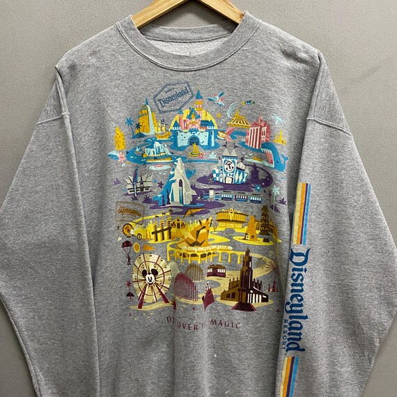 Vintage Y2K Disneyland Resort Grey Sweatshirt LARGE Disney