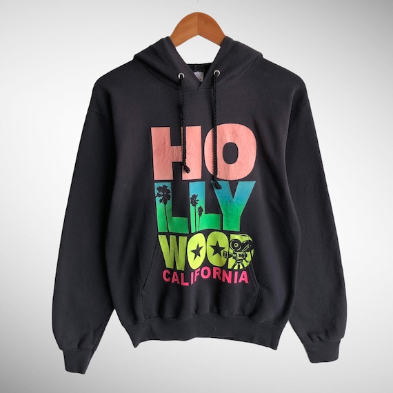 Vintage Hollywood California Hoodie Sweatshirt Si… - image 1