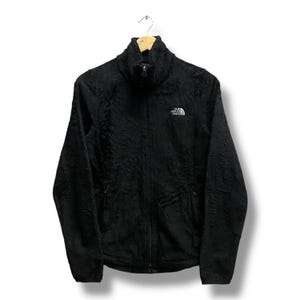 Vintage Y2K The North Face Black Fleece Jacket Size SMALL The North Face Zipper Front The North Face Embroidered Logo The North Face Sweater