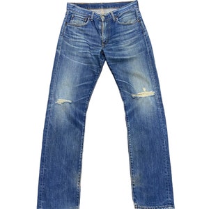 Vintage Levis 501 Light Blue Jeans Distressed Denim Button Fly Streetwear Vintage Fashionable Denim 90s Light Wash Jeans Size 30