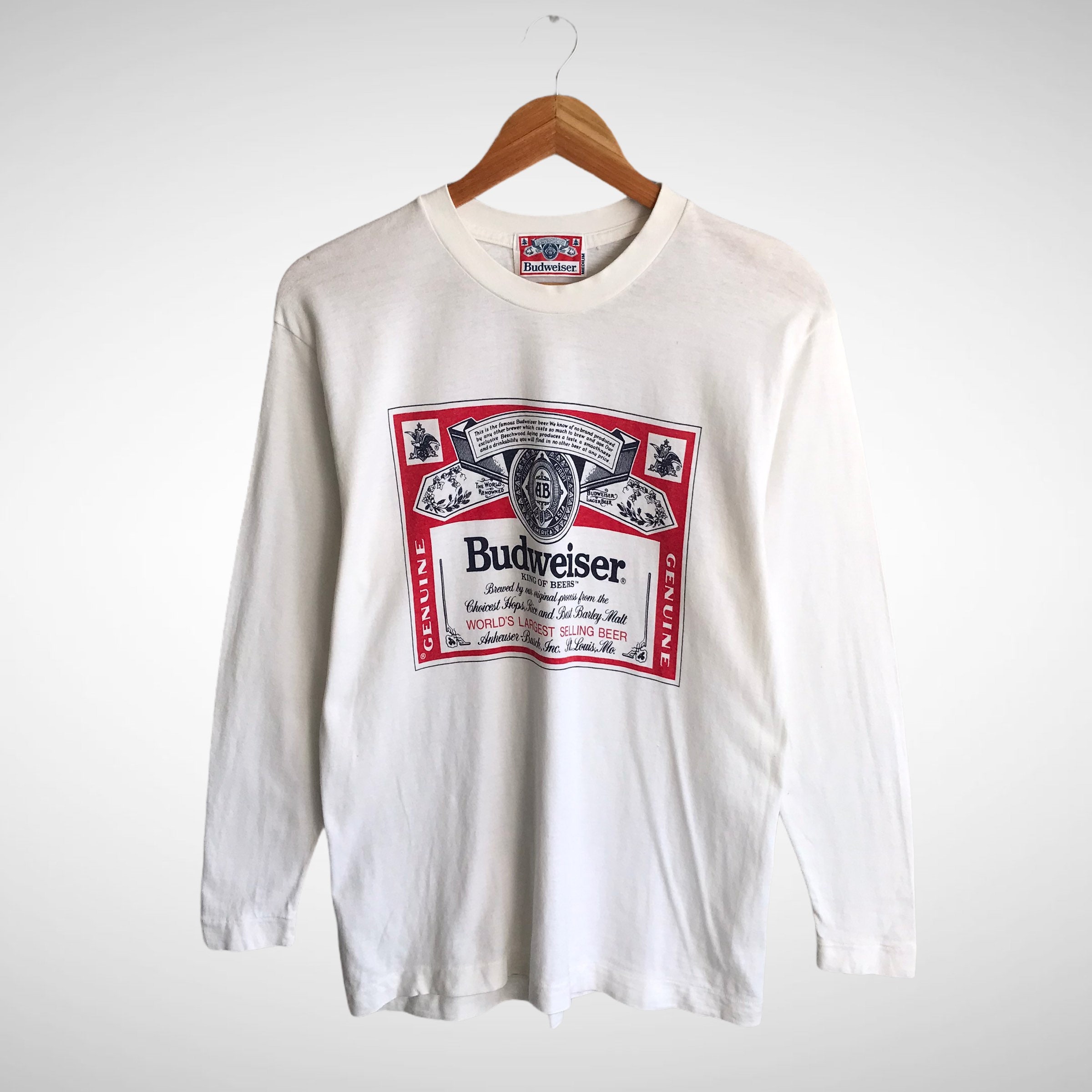 Vintage Budweiser Biglogo Print Tshirt Longsleeve Crewneck - Etsy 日本