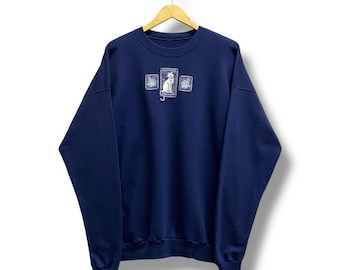 vintage amoureux des chats sweat-shirt avec des fleurs très grande esthétique maman chat pull floral amoureux des chats pull confortable unisexe cadeau broderie taille XL