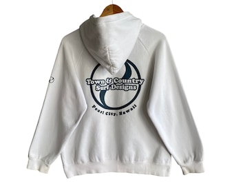 Vintage Town&Country Pearl City Hawaii Hoodie Small Town And Country Surf Design Rund hals TnC Tröja Tryckt Logotyptröja