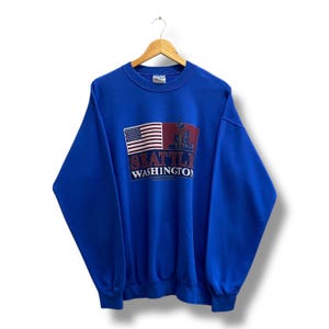Vintage Y2K Seattle Washington Blue Sweatshirt LARGE Seattle Crewneck Seattle Washington Sweater Pullover Washington City Print Logo Jumper