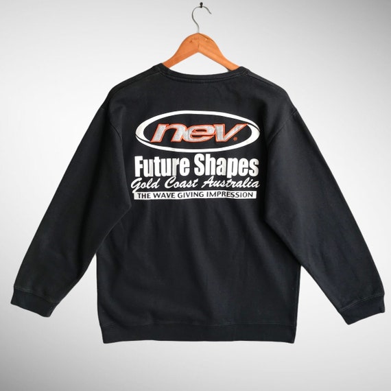 Vintage Nev Future Shapes Embroidered Logo Nev Surfboard Black