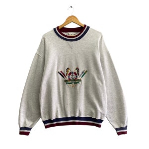 Vintage 90s American Classic Grey Baggy Sweatshirt Medium American Classic Crewneck American Sport Sweater Pullover Embroidered Logo Jumper