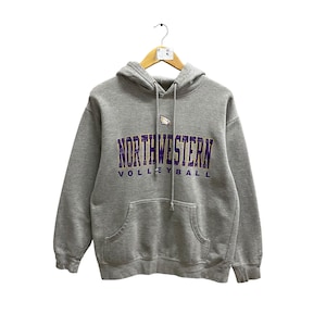 Vintage Northwestern Volleyball Grey Hoodie Size Small Northwestern Crewneck Northwestern Sweater Pullover Spell Out Print Logo Northwestern