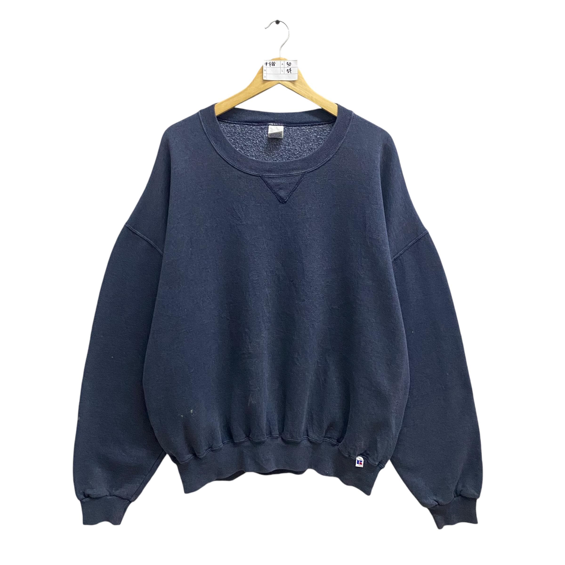 Vintage Russell Athletic Blank Navy Baggy Sweatshirt Size XX Large Russell Athletic Crewneck Russell Athletic Sweater Pullover Plain Jumper