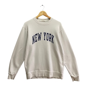 Vintage New York White Sweatshirt Size Large New York Crewneck New York City  Sweater Pullover New York Spell Out Print Logo Jumper