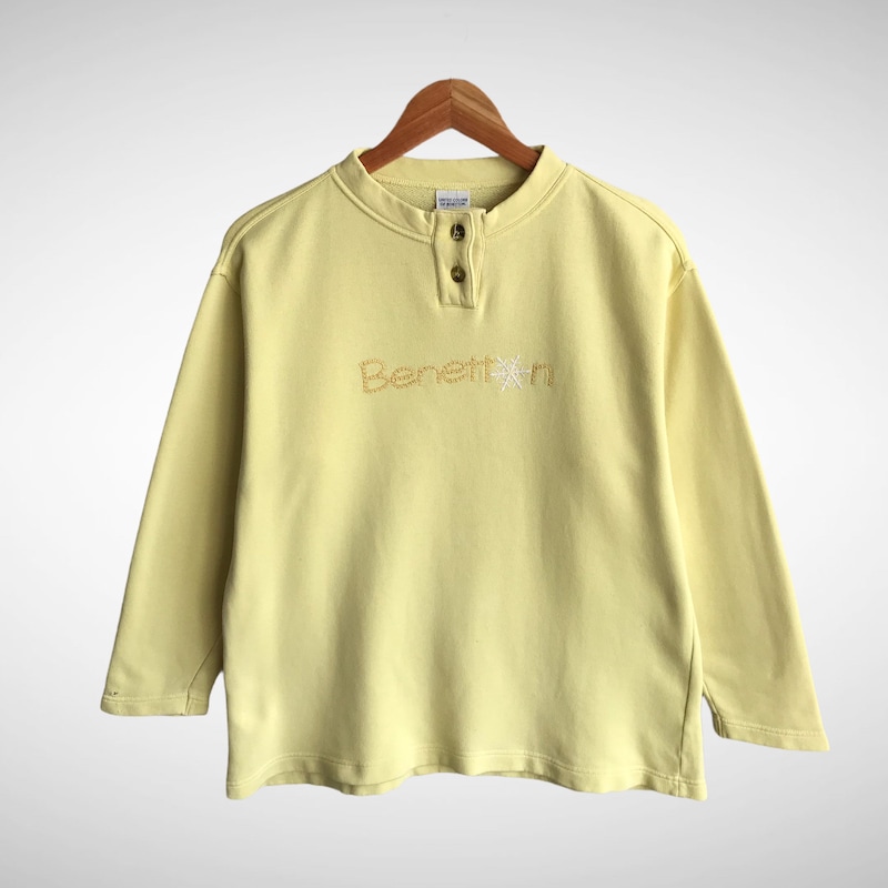 Sweat Vintage United Colors Of Benetton Vert Enfant M (12 Ans) Motif Bus, Italie