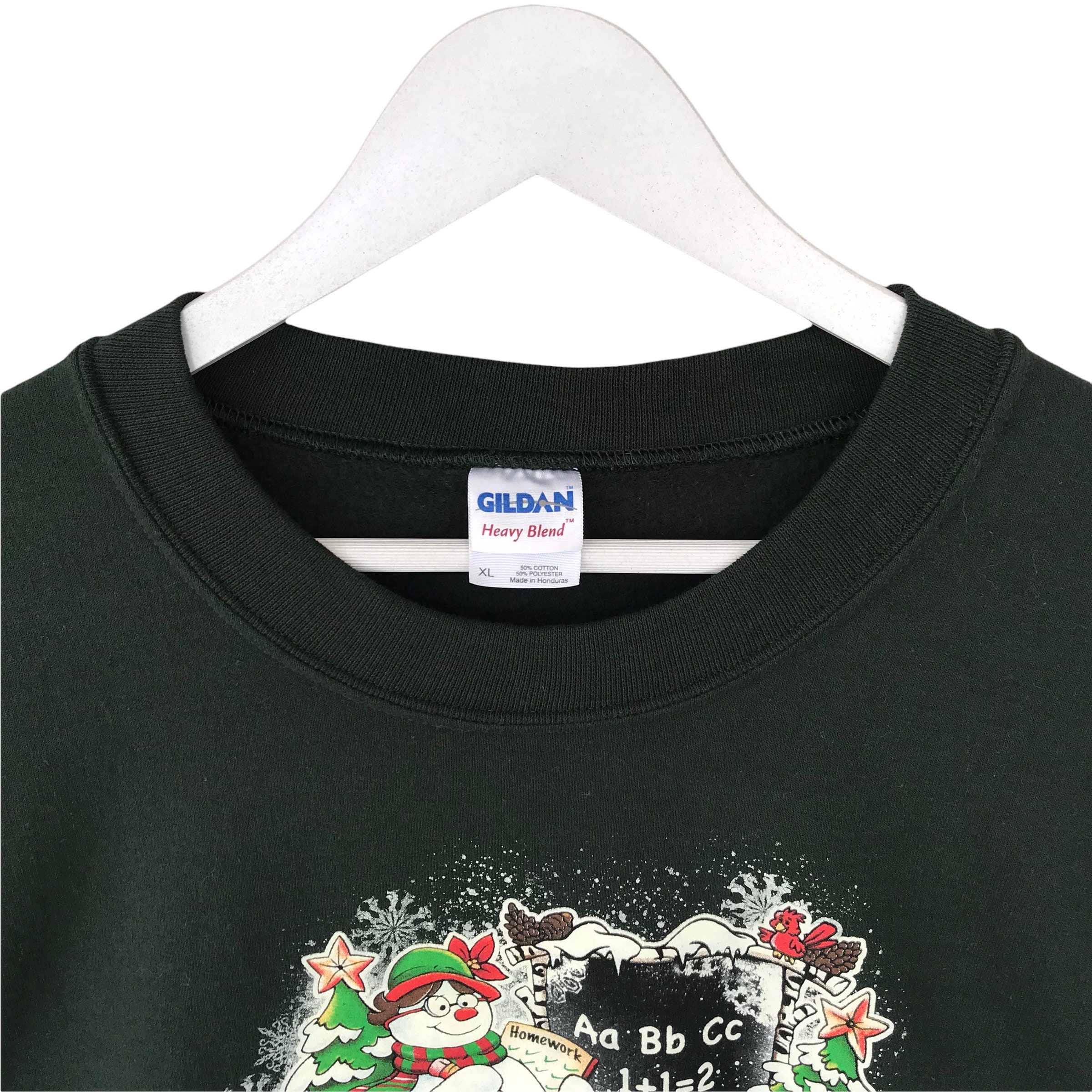 Vintage 00s Snowman School Green Sweatshirt Size Xlarge Snowman 