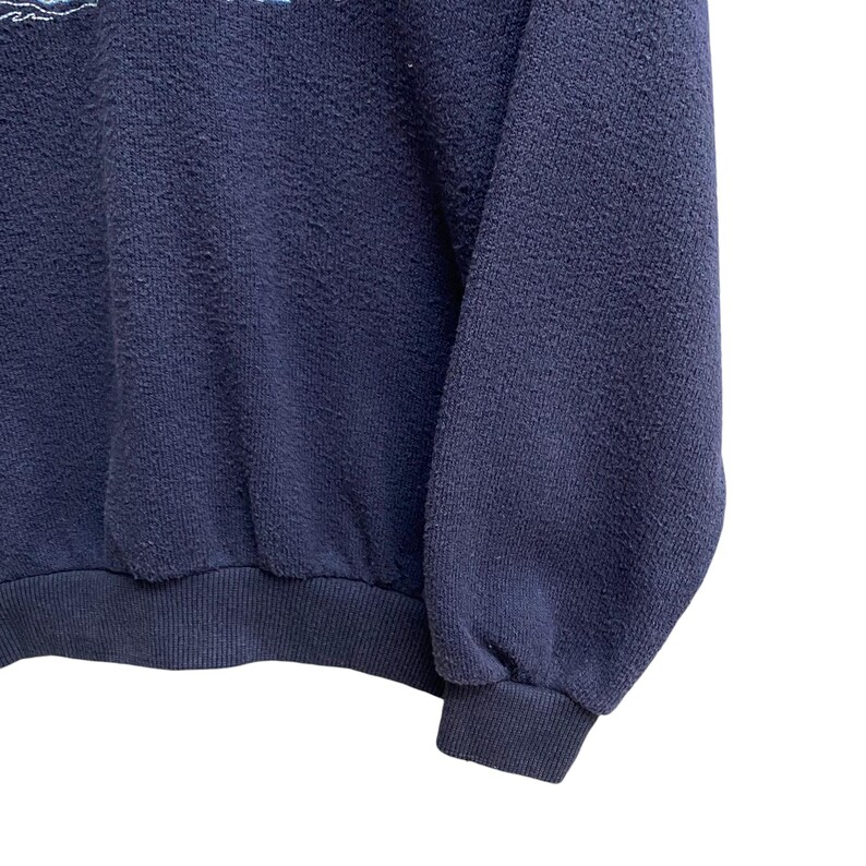 Vintage 90s Lighthouse Light Navy Croptop Women Sweatshirt Xlarge