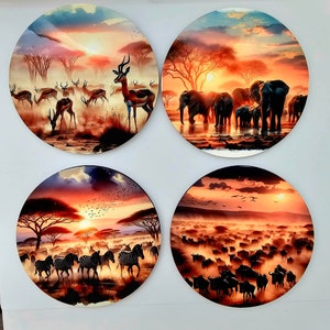 South Africa animals sunset coaster set image 1