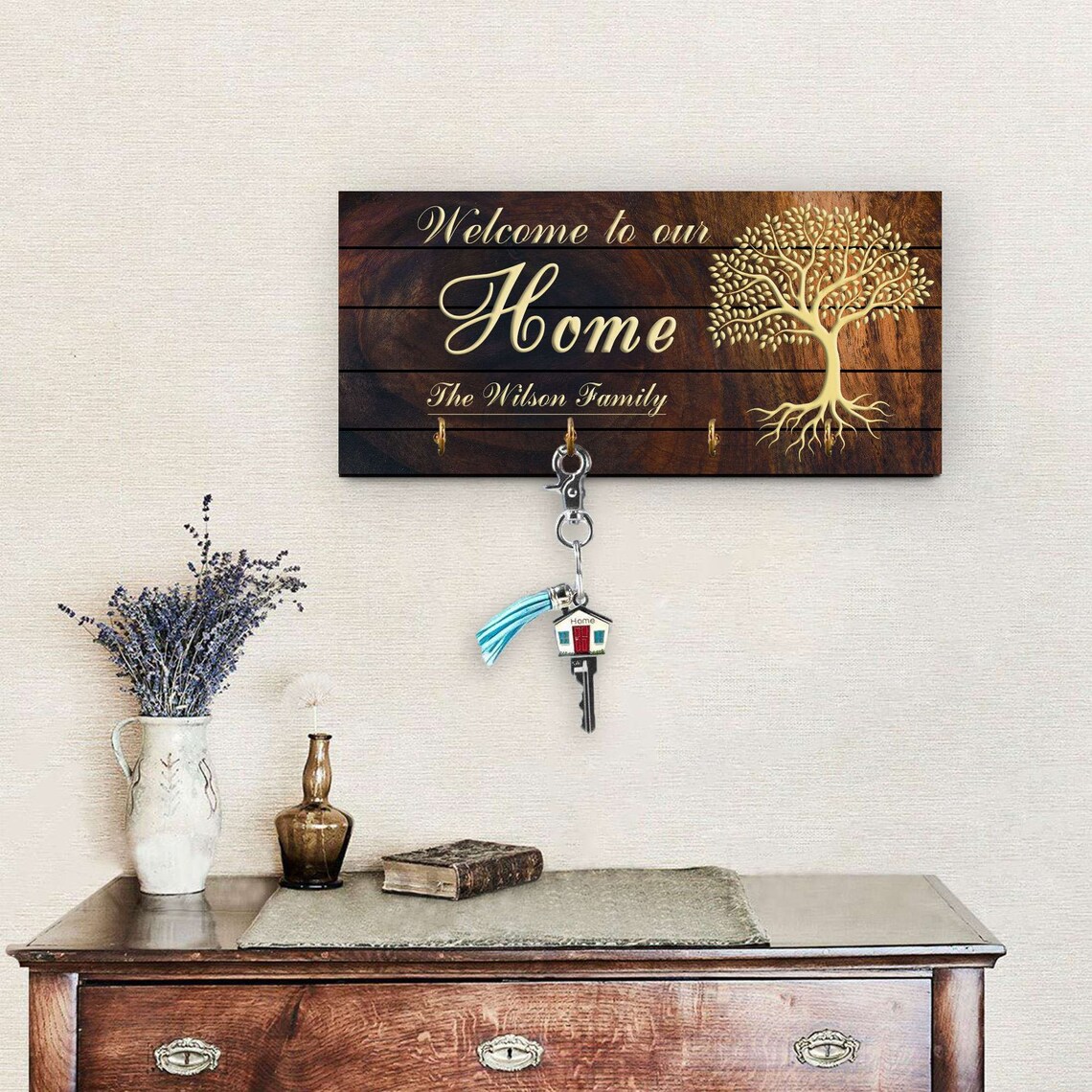 Personalize Key Holder Key Ring Holder For Wall Personalized Etsy