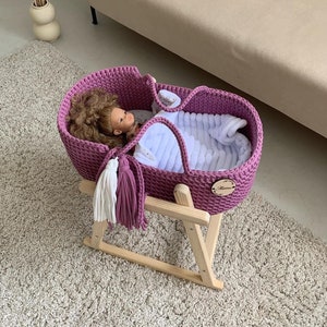 Cuna para muñeca, muebles para muñecas, regalo para sobrina, muebles de juguete, regalo personalizado, regalo de nuera, gato portador de muñeca, porta juguetes de peluche