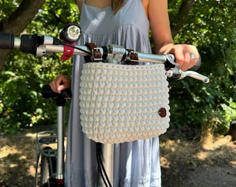 Handlebar bag for bike, bikepacking bags, tool bag, gift for cyclist, bike basket, crochet basket, storage organizer