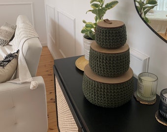 Storage basket, bathroom cosmetics storage, small basket with lid, storage container, kitchen woven basket, round basket