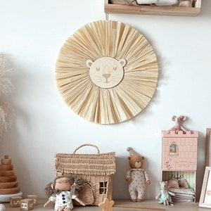 Leeuw muur hangend decor, safari thema kinderkamer decor, kinderkamer decor, boho muur hangen, bos wand decor, dieren kinderkamer decor
