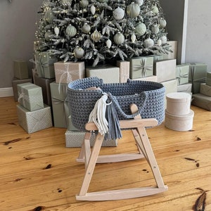 Gehäkelter Puppen-Moses-Korb, Babypuppenwiege, Geburtstagsgeschenk für Mädchen, Rollenspiel, Spielzeug-Stubenwagen, Nichte-Geschenk von Tante, Tochter-Geschenk