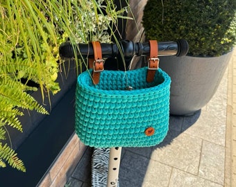 Handlebar bag, scooter bag, balance bike bag, scooter accessories, handmade gift for children, kids gift, woven basket, tricycle bag