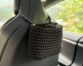 Virkad bilinredning, biltillbehör, biltillbehör, soptunna i bilen, bilorganisering, förvaringskorg i bilen, present till bilälskare