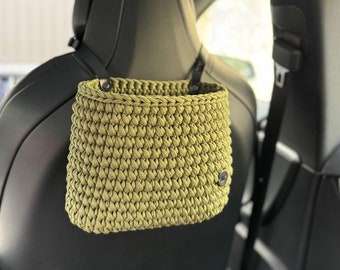 Organizzatore per seggiolini auto, deposito per auto all'uncinetto, borsa per auto appesa, borsa per la spazzatura dell'auto, regalo per lei, borsa per auto da donna, caddy per auto, organizzazione dell'auto
