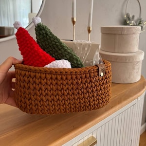 Cestino portaoggetti all'uncinetto, porta carta igienica intrecciata, organizer per il bagno, regalo di Natale, porta cosmetici in maglia, portaoggetti per cameretta fatto a mano