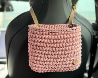 Leuke gehaakte auto-prullenbak, auto-organisatie, autostoel mini-tas, autoliefhebber cadeau, auto-opbergtas, auto-accessoires voor vrouwen